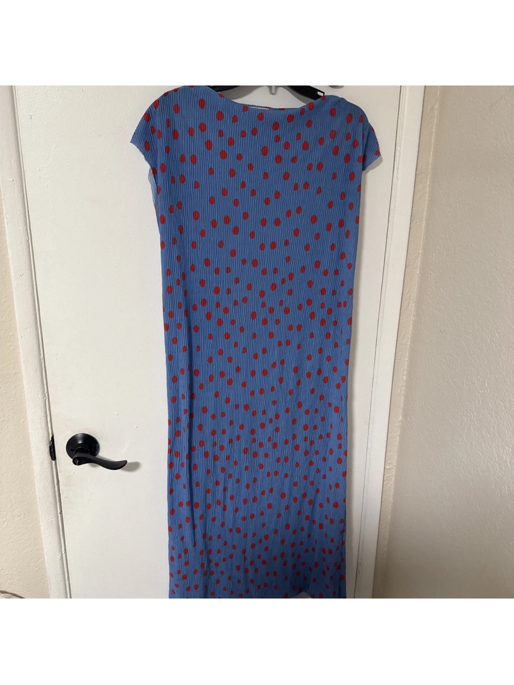 Zara Blue trafaluc Dress with Red Polka Dots size small